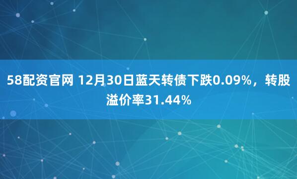 58配资官网 12月30日蓝天转债下跌0.09%，转股溢价率31.44%